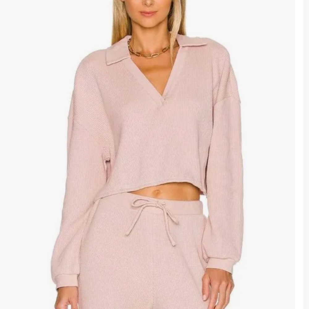 ONIA waffle slit side crop long sleeve